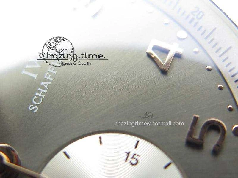 Reliable Portuguese 40mm Chrono SS Grey Dial On Grey Leather Strap A 7381