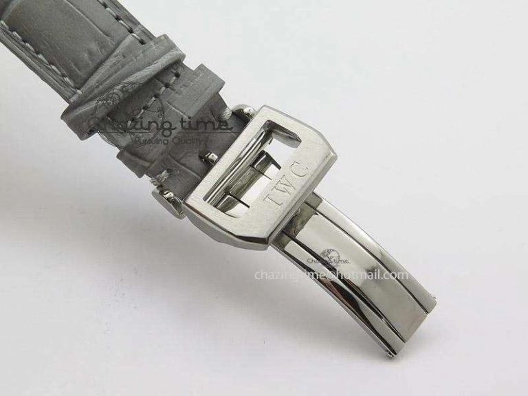 Reliable Portuguese 40mm Chrono SS Grey Dial On Grey Leather Strap A 7381
