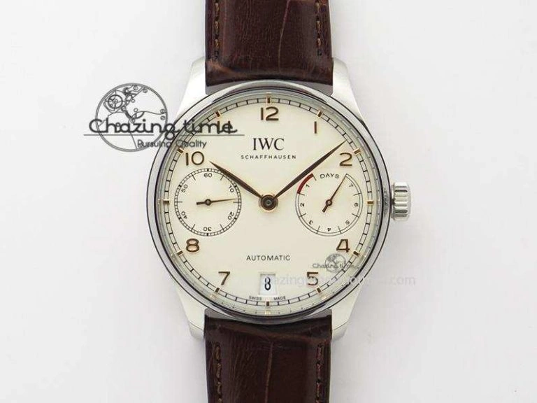 WaterResistant Portuguese 40mm Chrono SS Map Dial on Black Leather Strap A 7393