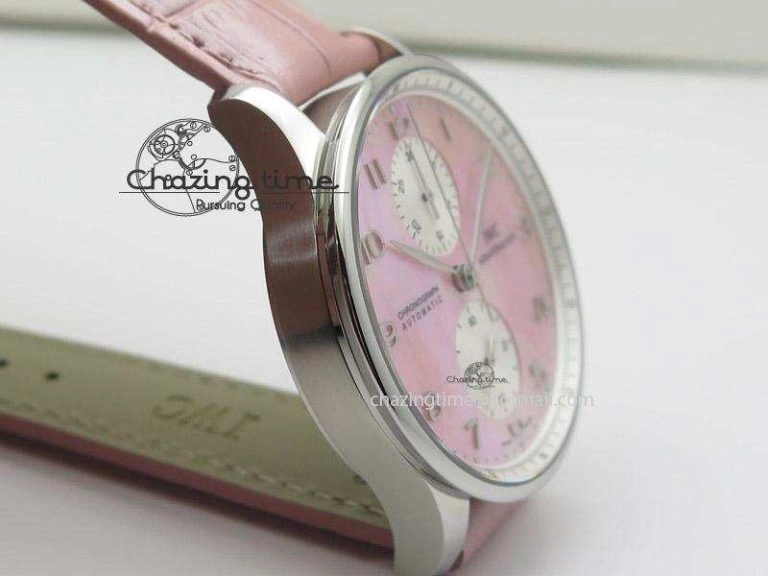 Portuguese 40mm Chrono SS Pink MOP Dial on Pink Leather Strap A Practical 7391