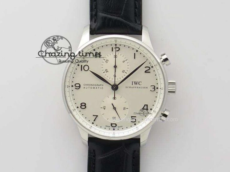 Portuguese 40mm Chrono SS Pink MOP Dial on Pink Leather Strap A Practical 7391