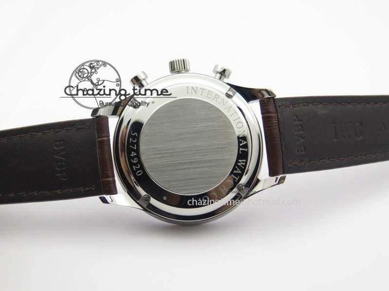 Classic Portuguese Chrono IW371431 ZF 1:1 Best Edition Gray Dial On Brown Leather Strap A79350 (Slim Movement) 7261