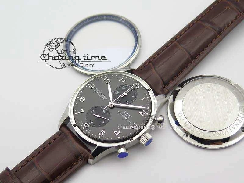 Classic Portuguese Chrono IW371431 ZF 1:1 Best Edition Gray Dial On Brown Leather Strap A79350 (Slim Movement) 7261
