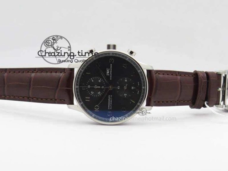 Classic Portuguese Chrono IW371431 ZF 1:1 Best Edition Gray Dial On Brown Leather Strap A79350 (Slim Movement) 7261