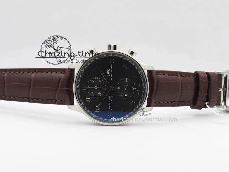 Classic Portuguese Chrono IW371431 ZF 1:1 Best Edition Gray Dial On Brown Leather Strap A79350 (Slim Movement) 7261