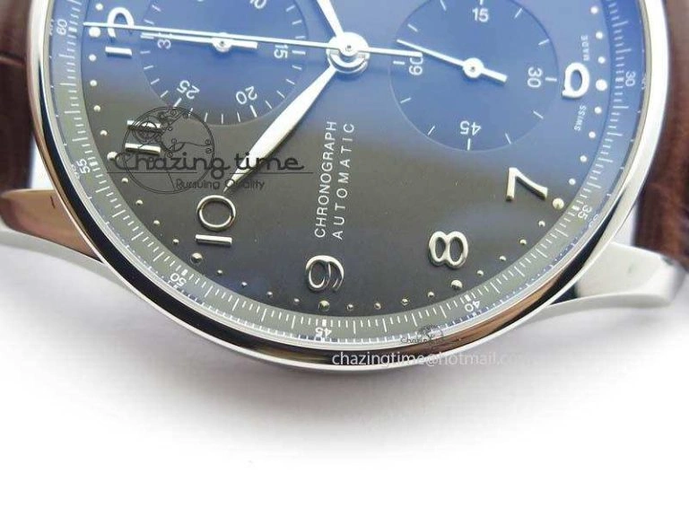 Classic Portuguese Chrono IW371431 ZF 1:1 Best Edition Gray Dial On Brown Leather Strap A79350 (Slim Movement) 7261