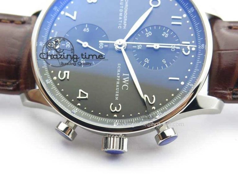 Classic Portuguese Chrono IW371431 ZF 1:1 Best Edition Gray Dial On Brown Leather Strap A79350 (Slim Movement) 7261