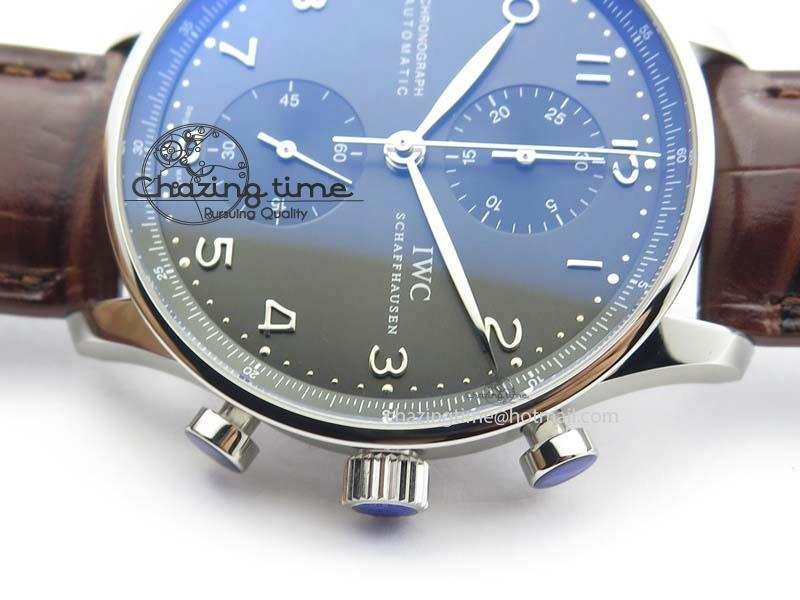 Classic Portuguese Chrono IW371431 ZF 1:1 Best Edition Gray Dial On Brown Leather Strap A79350 (Slim Movement) 7261
