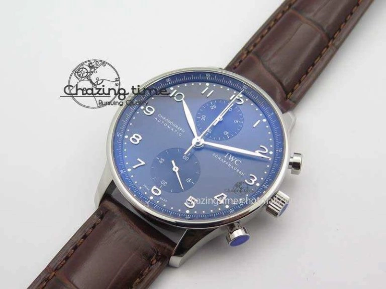 Classic Portuguese Chrono IW371431 ZF 1:1 Best Edition Gray Dial On Brown Leather Strap A79350 (Slim Movement) 7261