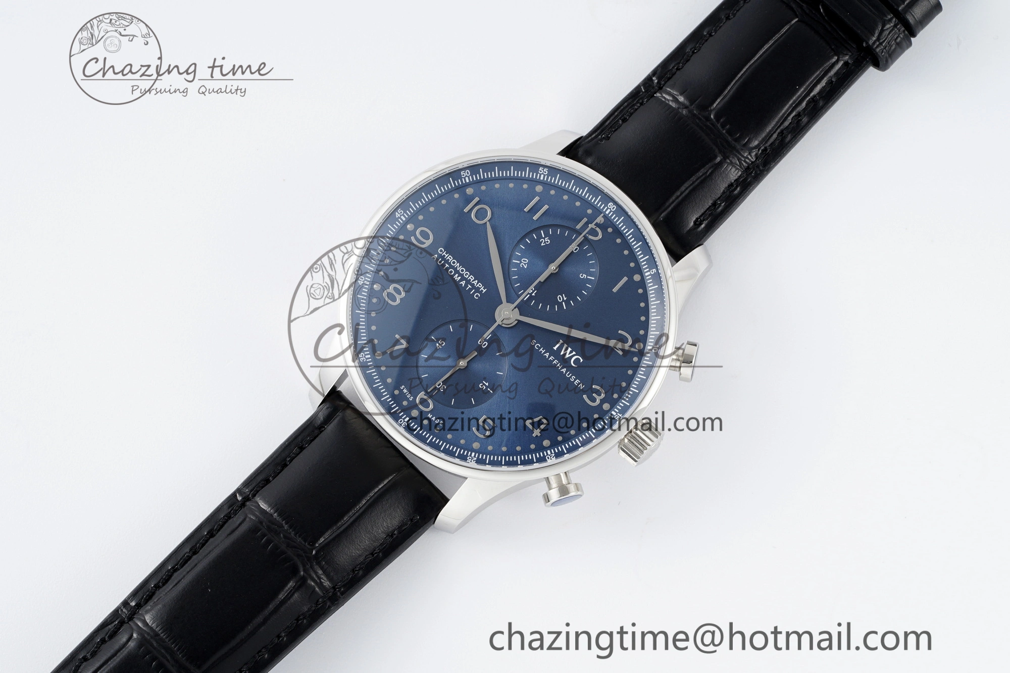 Unisex Portuguese Chrono IW3716 RSF 1:1 Best Edition Blue Dial on Black Leather Strap A 7045