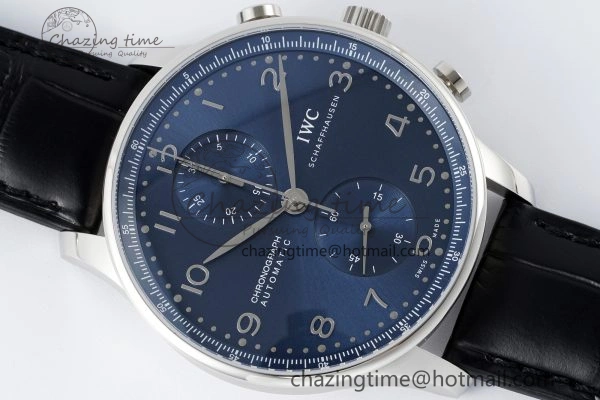 Unisex Portuguese Chrono IW3716 RSF 1:1 Best Edition Blue Dial on Black Leather Strap A 7045
