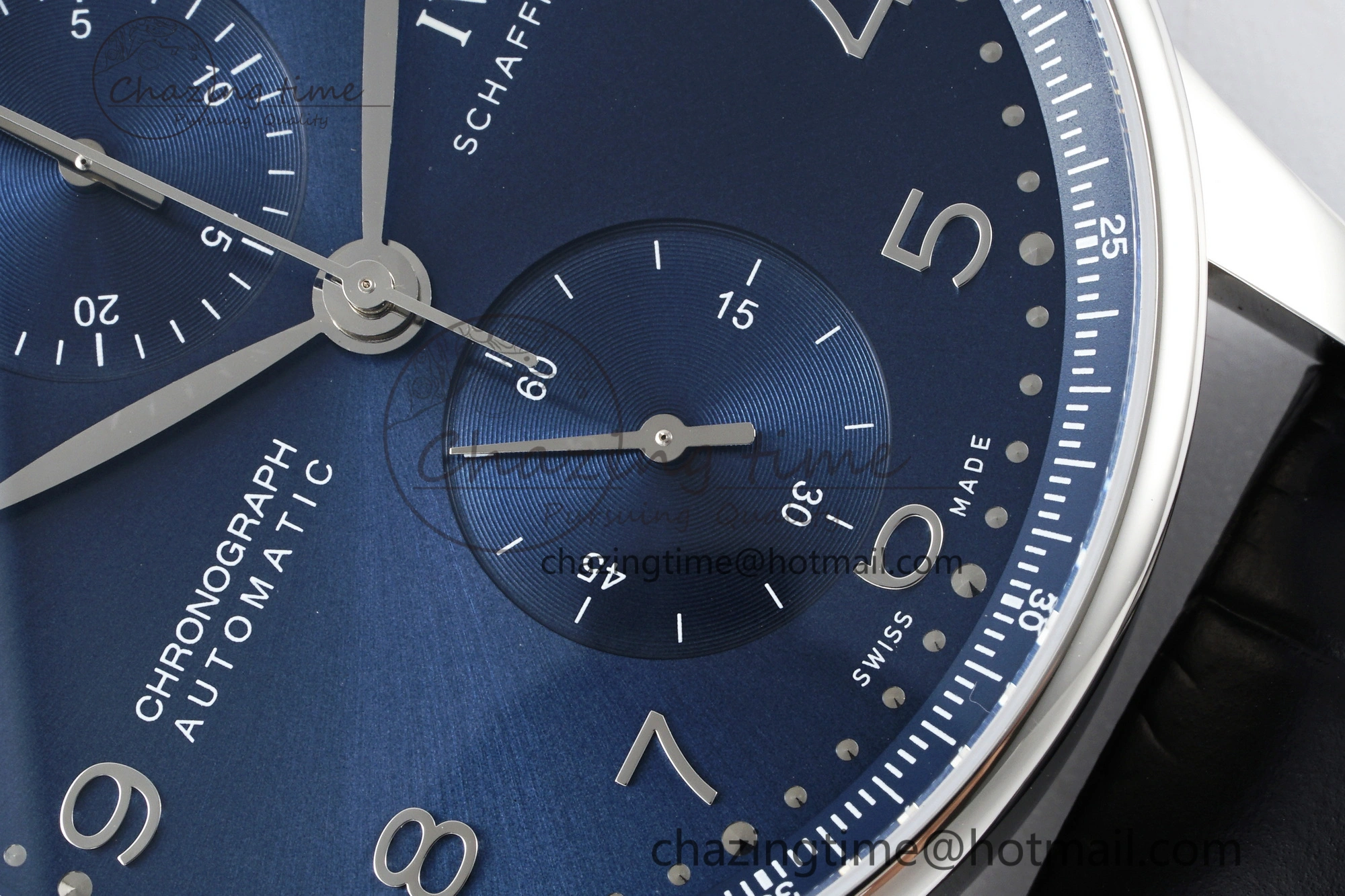 Unisex Portuguese Chrono IW3716 RSF 1:1 Best Edition Blue Dial on Black Leather Strap A 7045