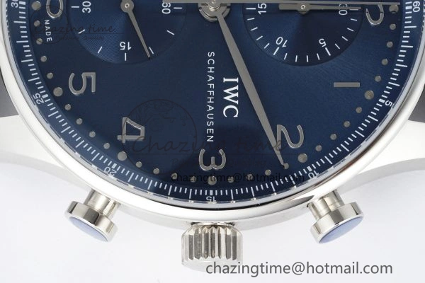 Unisex Portuguese Chrono IW3716 RSF 1:1 Best Edition Blue Dial on Black Leather Strap A 7045