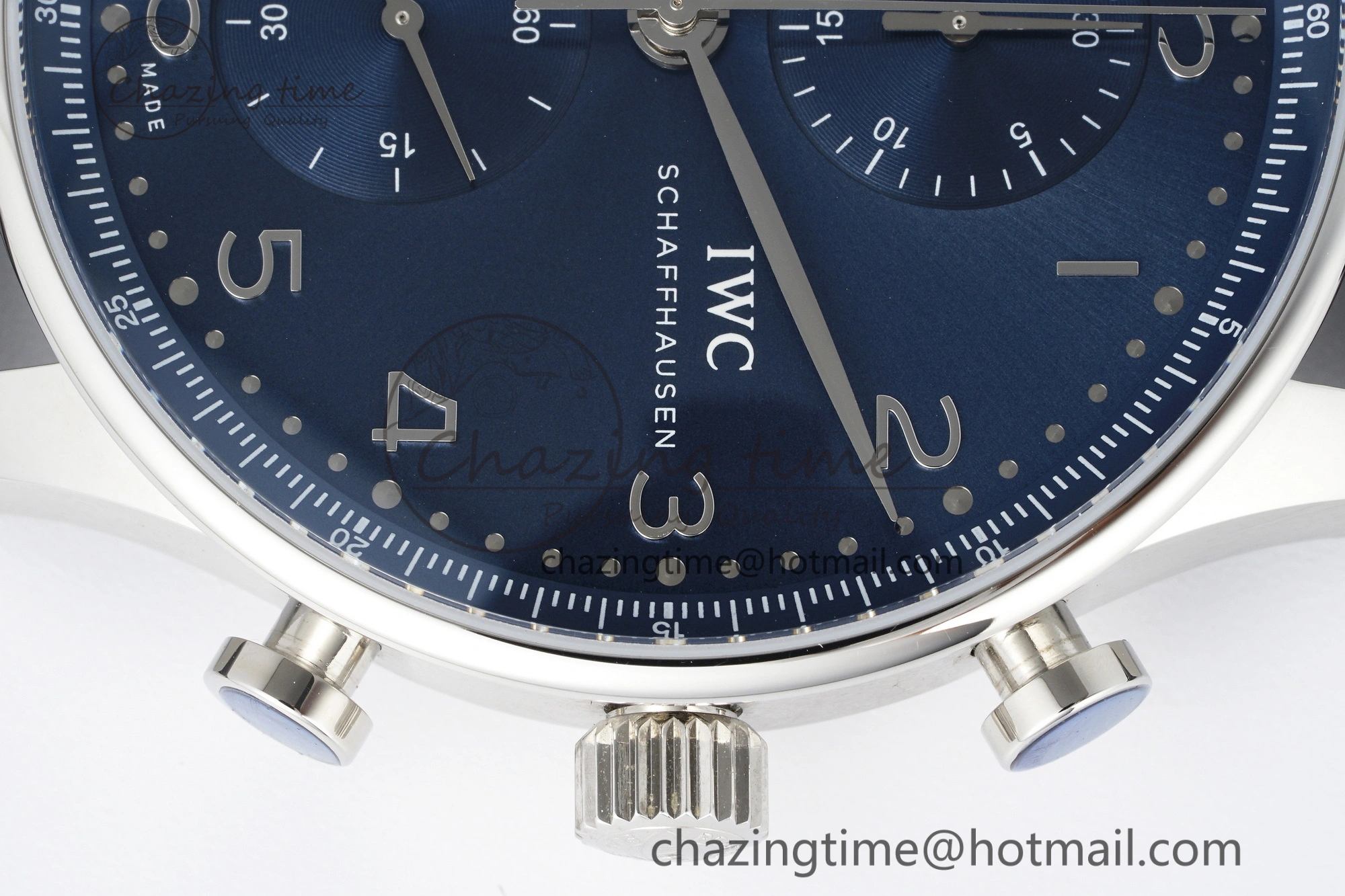 Unisex Portuguese Chrono IW3716 RSF 1:1 Best Edition Blue Dial on Black Leather Strap A 7045
