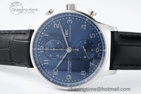 Unisex Portuguese Chrono IW3716 RSF 1:1 Best Edition Blue Dial on Black Leather Strap A 7045