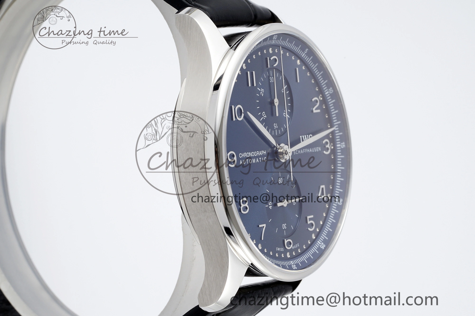 Unisex Portuguese Chrono IW3716 RSF 1:1 Best Edition Blue Dial on Black Leather Strap A 7045