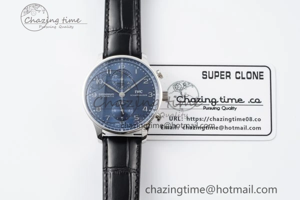 Unisex Portuguese Chrono IW3716 RSF 1:1 Best Edition Blue Dial on Black Leather Strap A 7045