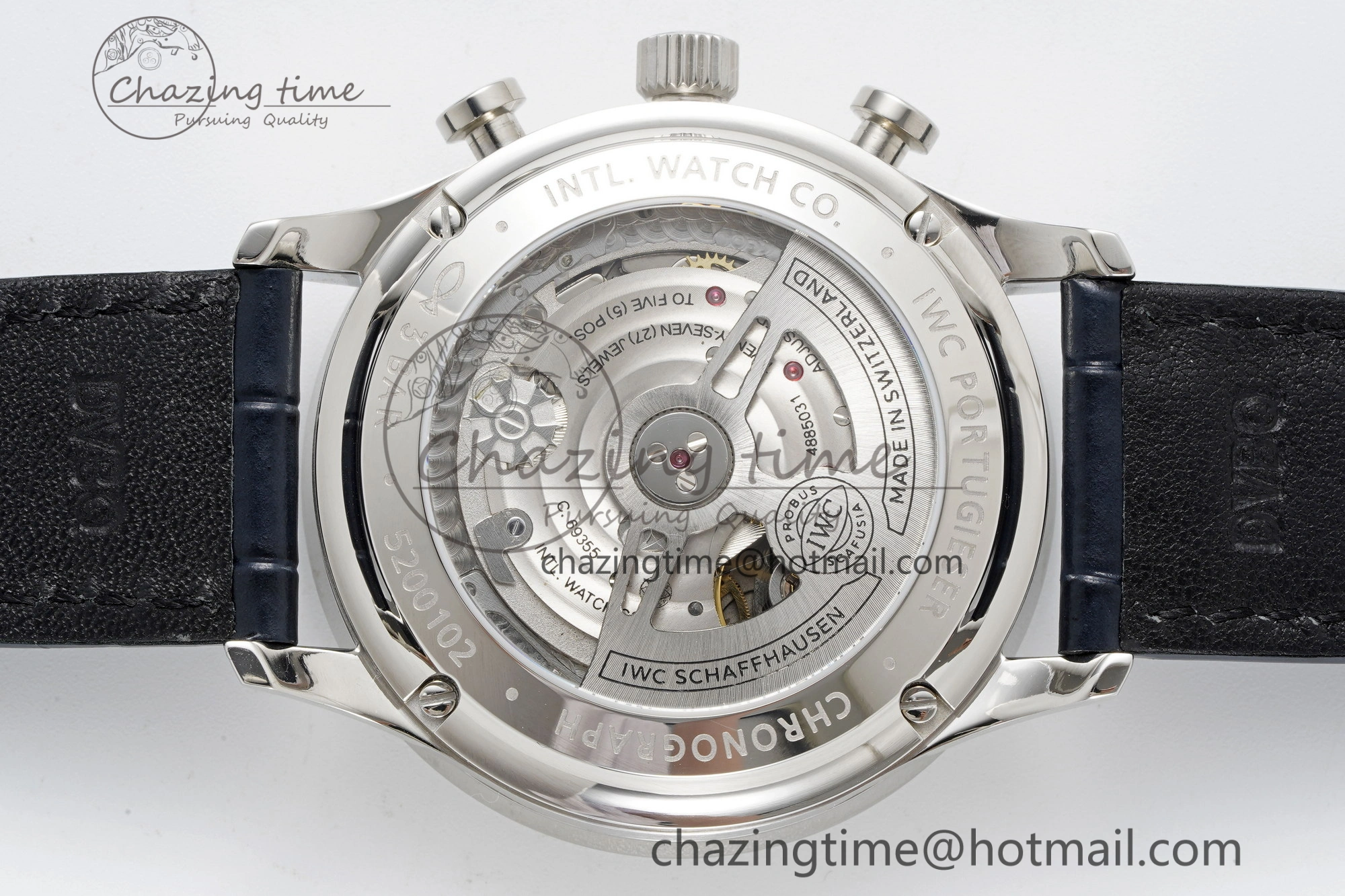 Unisex Portuguese Chrono IW3716 RSF 1:1 Best Edition Blue Dial on Black Leather Strap A 7045