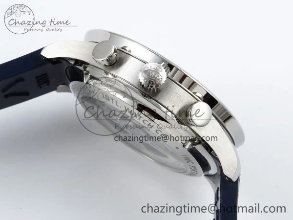 Practical Portuguese Chrono IW3716 Z+F 1:1 Best Edition Blue Dial on Blue Rubber Strap A 7018