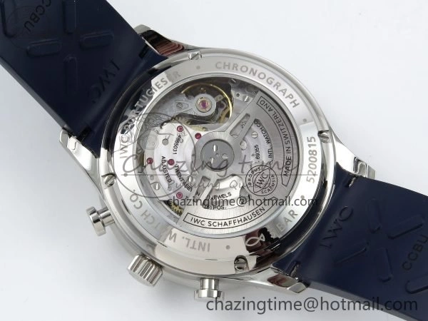 Practical Portuguese Chrono IW3716 Z+F 1:1 Best Edition Blue Dial on Blue Rubber Strap A 7018