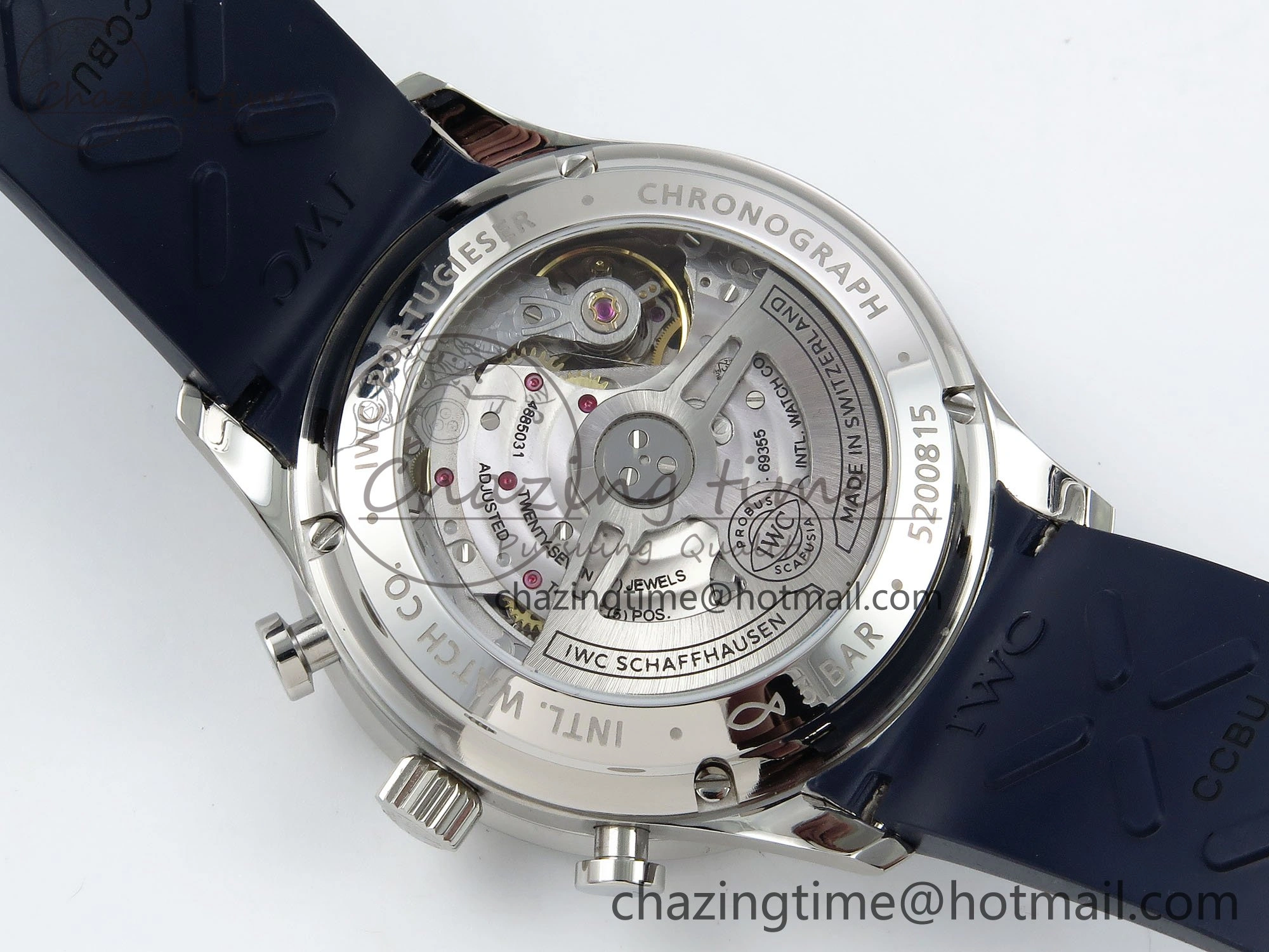 Practical Portuguese Chrono IW3716 Z+F 1:1 Best Edition Blue Dial on Blue Rubber Strap A 7018