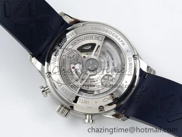 Practical Portuguese Chrono IW3716 Z+F 1:1 Best Edition Blue Dial on Blue Rubber Strap A 7018