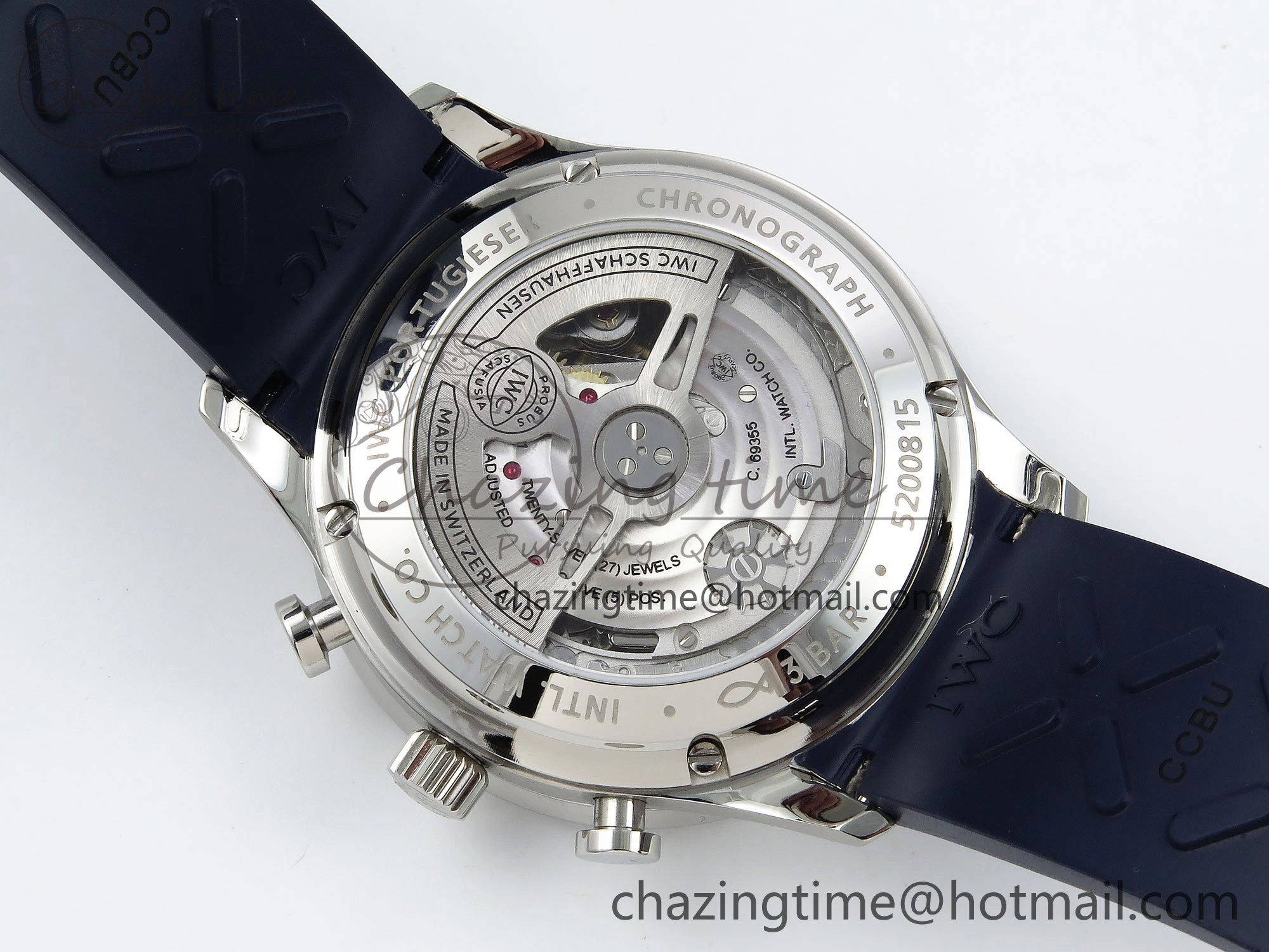 Practical Portuguese Chrono IW3716 Z+F 1:1 Best Edition Blue Dial on Blue Rubber Strap A 7018
