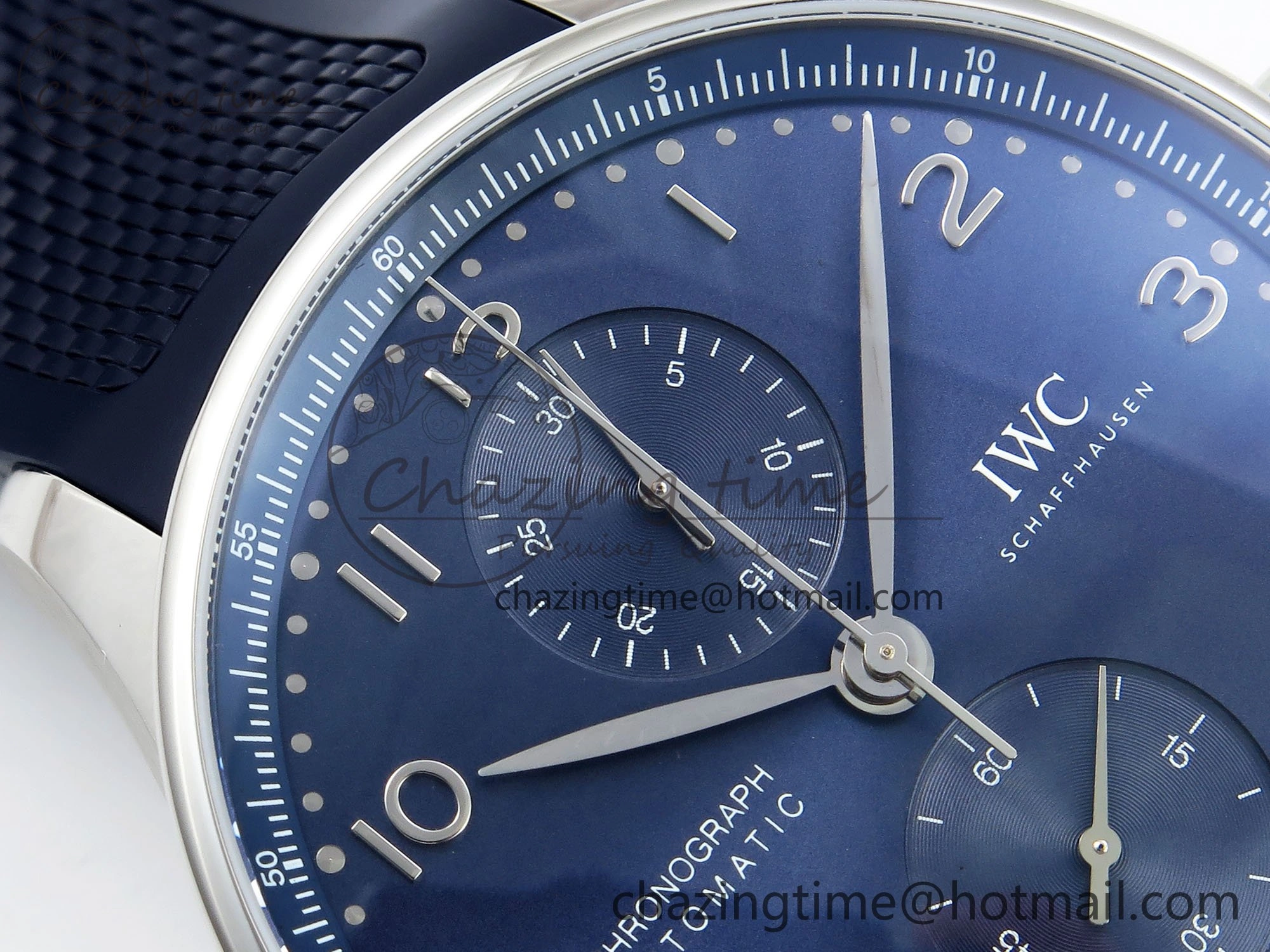 Practical Portuguese Chrono IW3716 Z+F 1:1 Best Edition Blue Dial on Blue Rubber Strap A 7018
