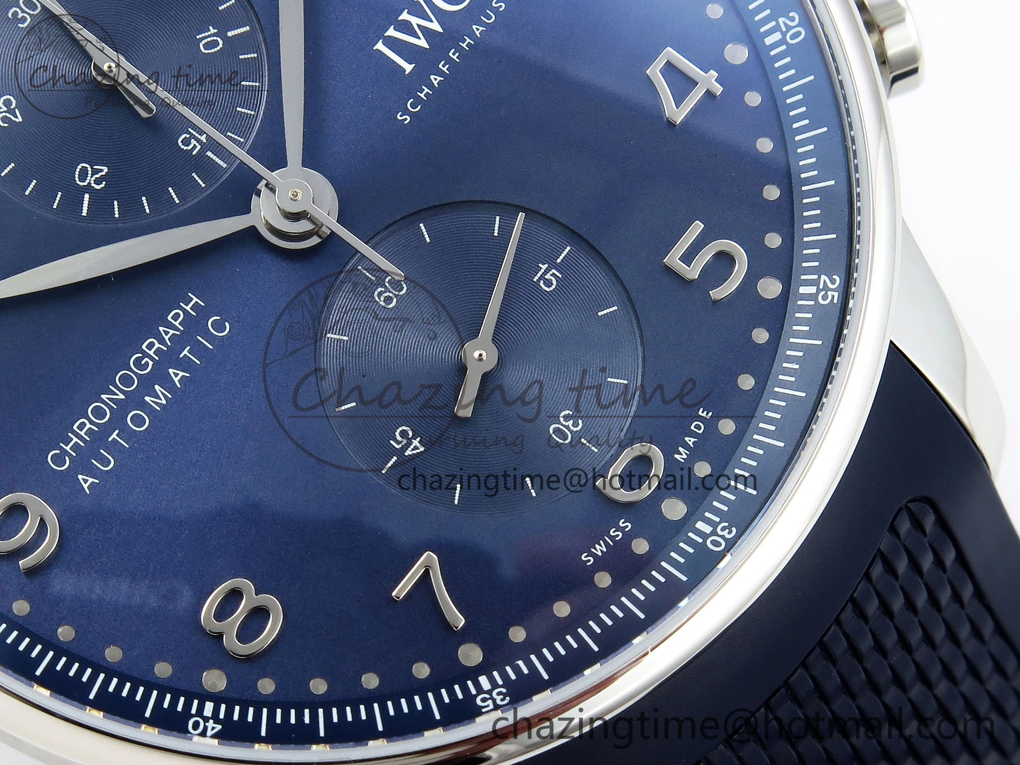 Practical Portuguese Chrono IW3716 Z+F 1:1 Best Edition Blue Dial on Blue Rubber Strap A 7018