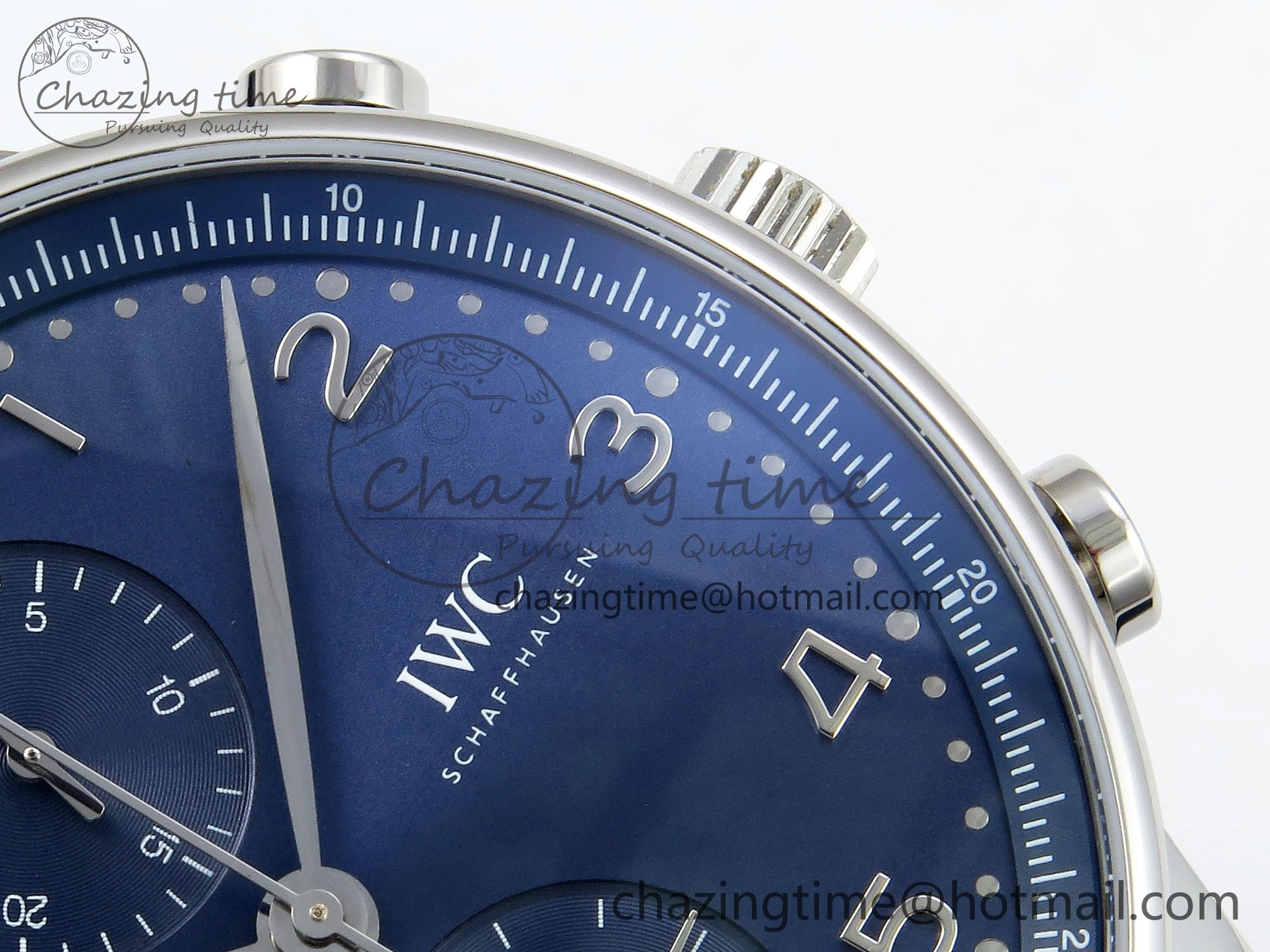 Practical Portuguese Chrono IW3716 Z+F 1:1 Best Edition Blue Dial on Blue Rubber Strap A 7018