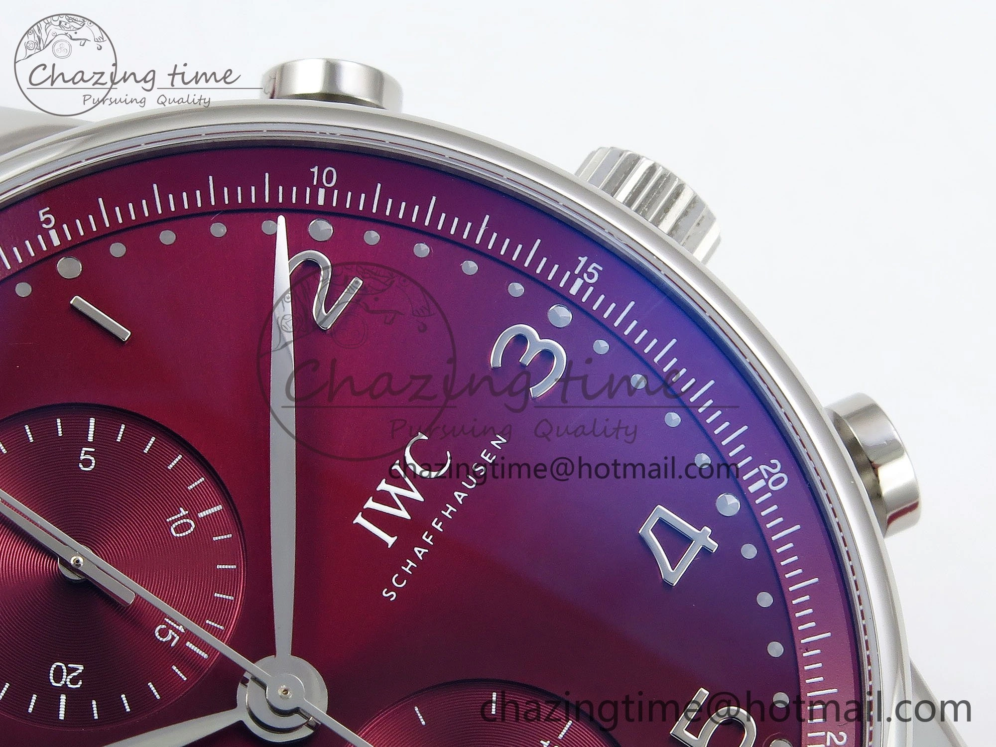WrinkleFree Portuguese Chrono IW3716 Z+F 1:1 Best Edition Red Dial on Red Rubber Strap A 7015