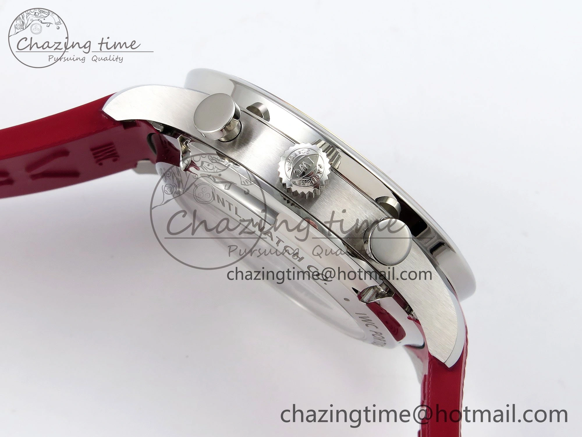 WrinkleFree Portuguese Chrono IW3716 Z+F 1:1 Best Edition Red Dial on Red Rubber Strap A 7015