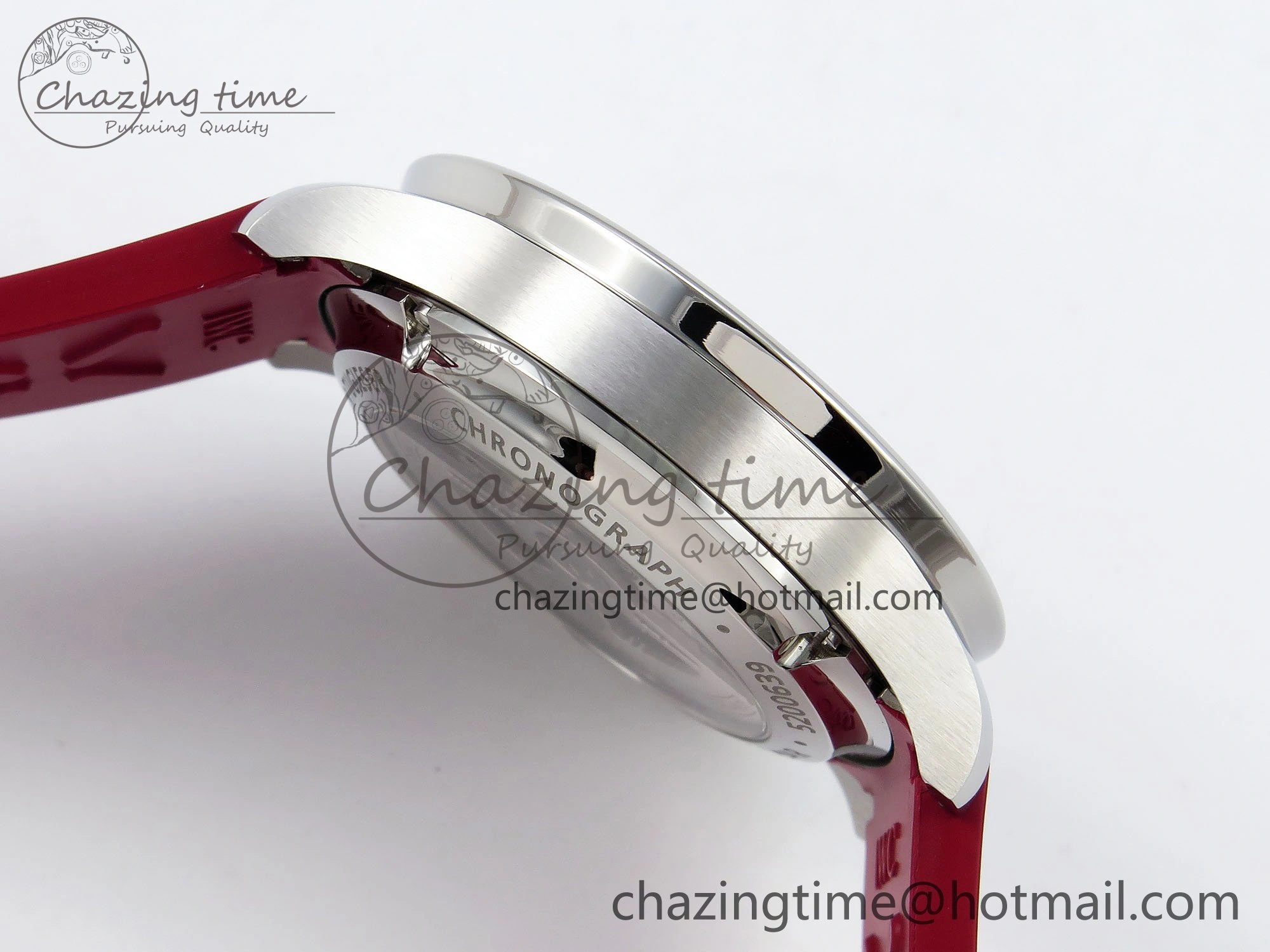 WrinkleFree Portuguese Chrono IW3716 Z+F 1:1 Best Edition Red Dial on Red Rubber Strap A 7015