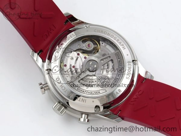 WrinkleFree Portuguese Chrono IW3716 Z+F 1:1 Best Edition Red Dial on Red Rubber Strap A 7015
