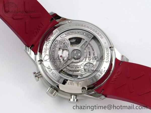 WrinkleFree Portuguese Chrono IW3716 Z+F 1:1 Best Edition Red Dial on Red Rubber Strap A 7015