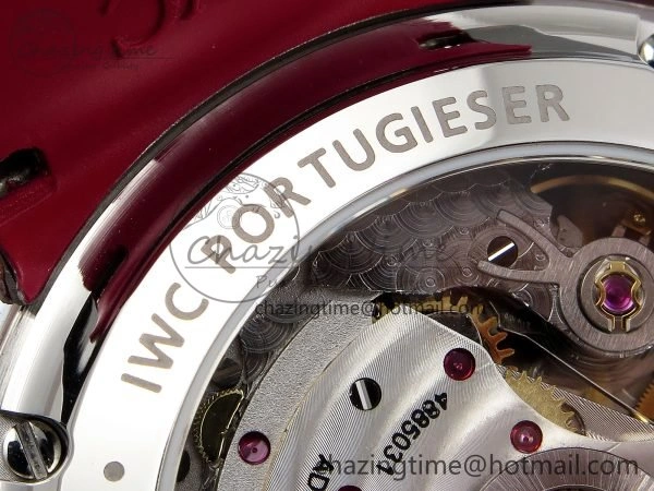 WrinkleFree Portuguese Chrono IW3716 Z+F 1:1 Best Edition Red Dial on Red Rubber Strap A 7015