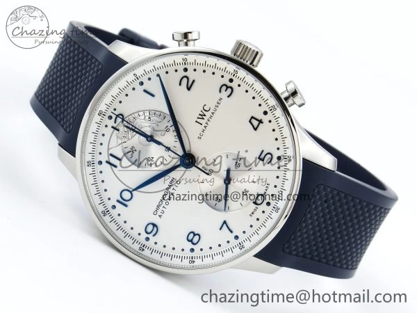 Portuguese Chrono IW3716 Z+F 1:1 Best Edition White Dial on Blue Rubber Strap A Packable 7016