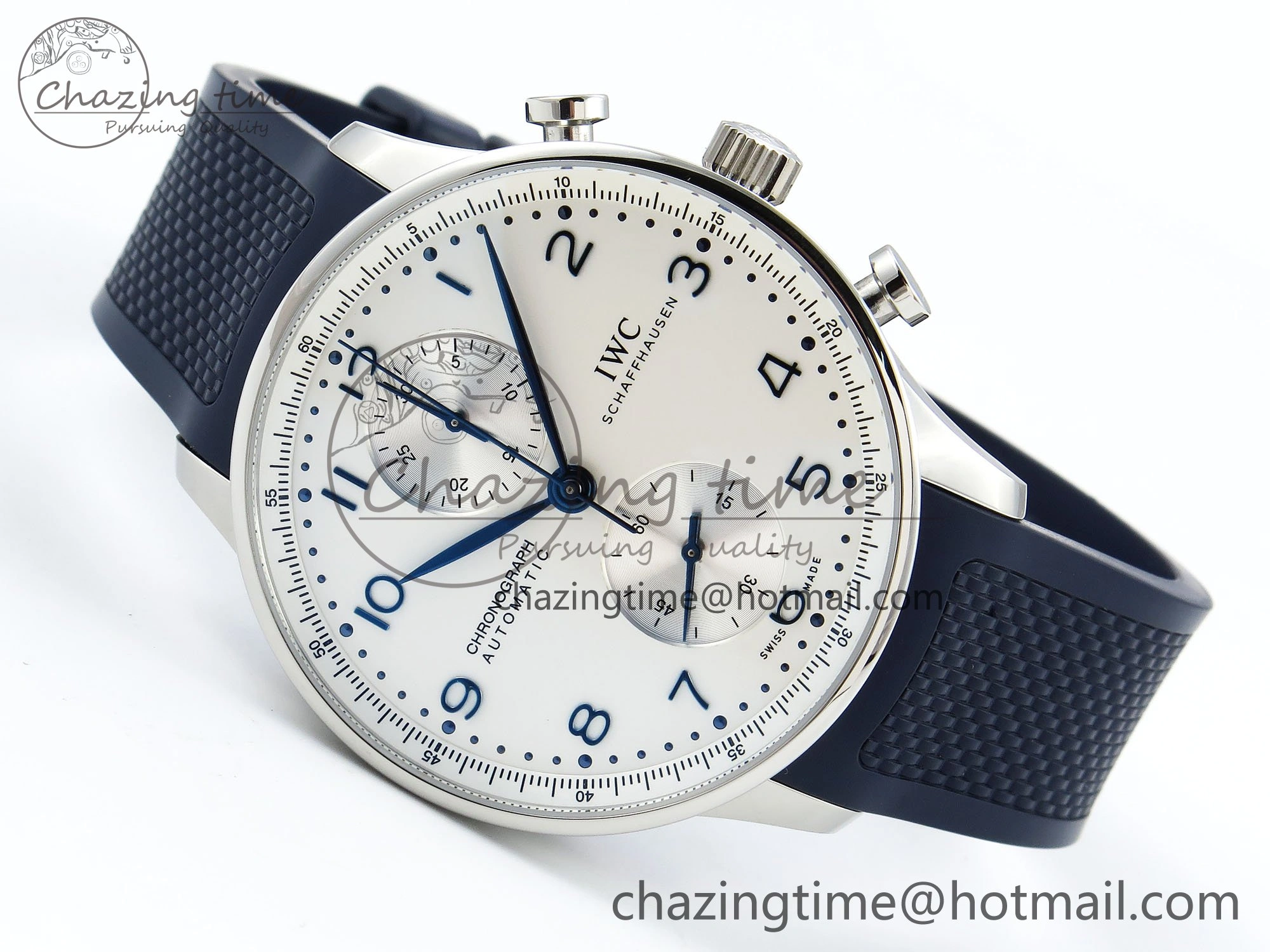 Portuguese Chrono IW3716 Z+F 1:1 Best Edition White Dial on Blue Rubber Strap A Packable 7016