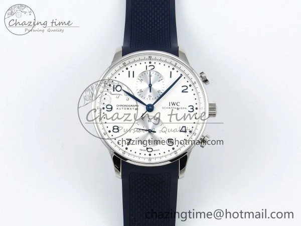 Portuguese Chrono IW3716 Z+F 1:1 Best Edition White Dial on Blue Rubber Strap A Packable 7016