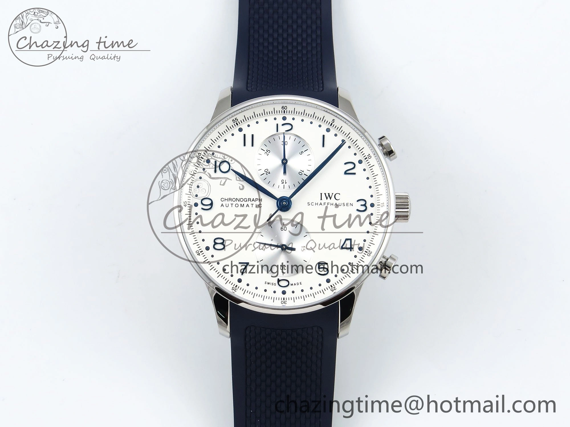 Portuguese Chrono IW3716 Z+F 1:1 Best Edition White Dial on Blue Rubber Strap A Packable 7016