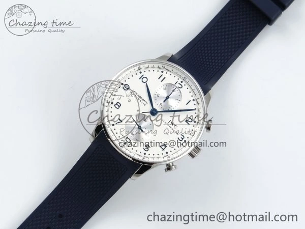 Portuguese Chrono IW3716 Z+F 1:1 Best Edition White Dial on Blue Rubber Strap A Packable 7016