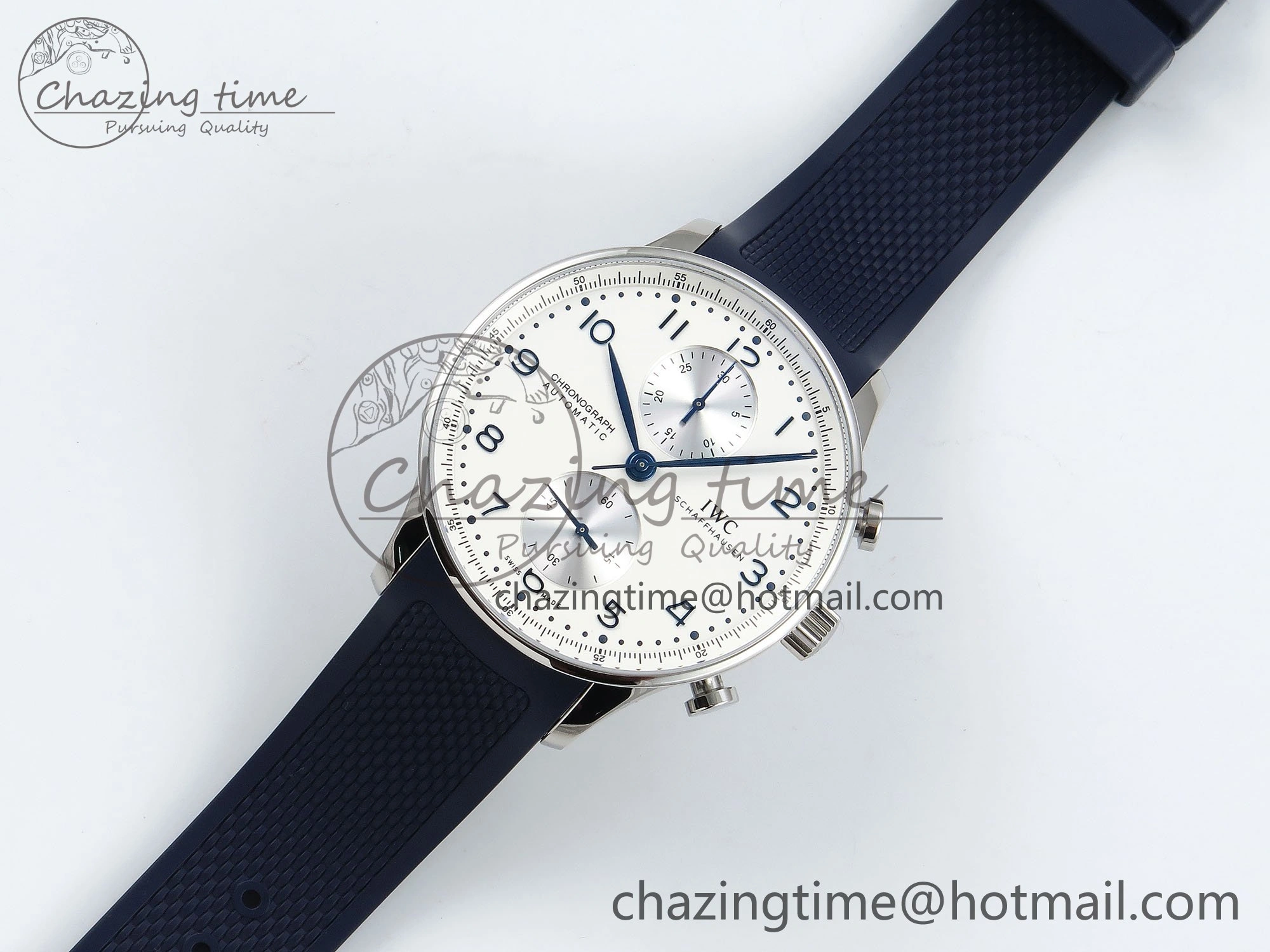 Portuguese Chrono IW3716 Z+F 1:1 Best Edition White Dial on Blue Rubber Strap A Packable 7016
