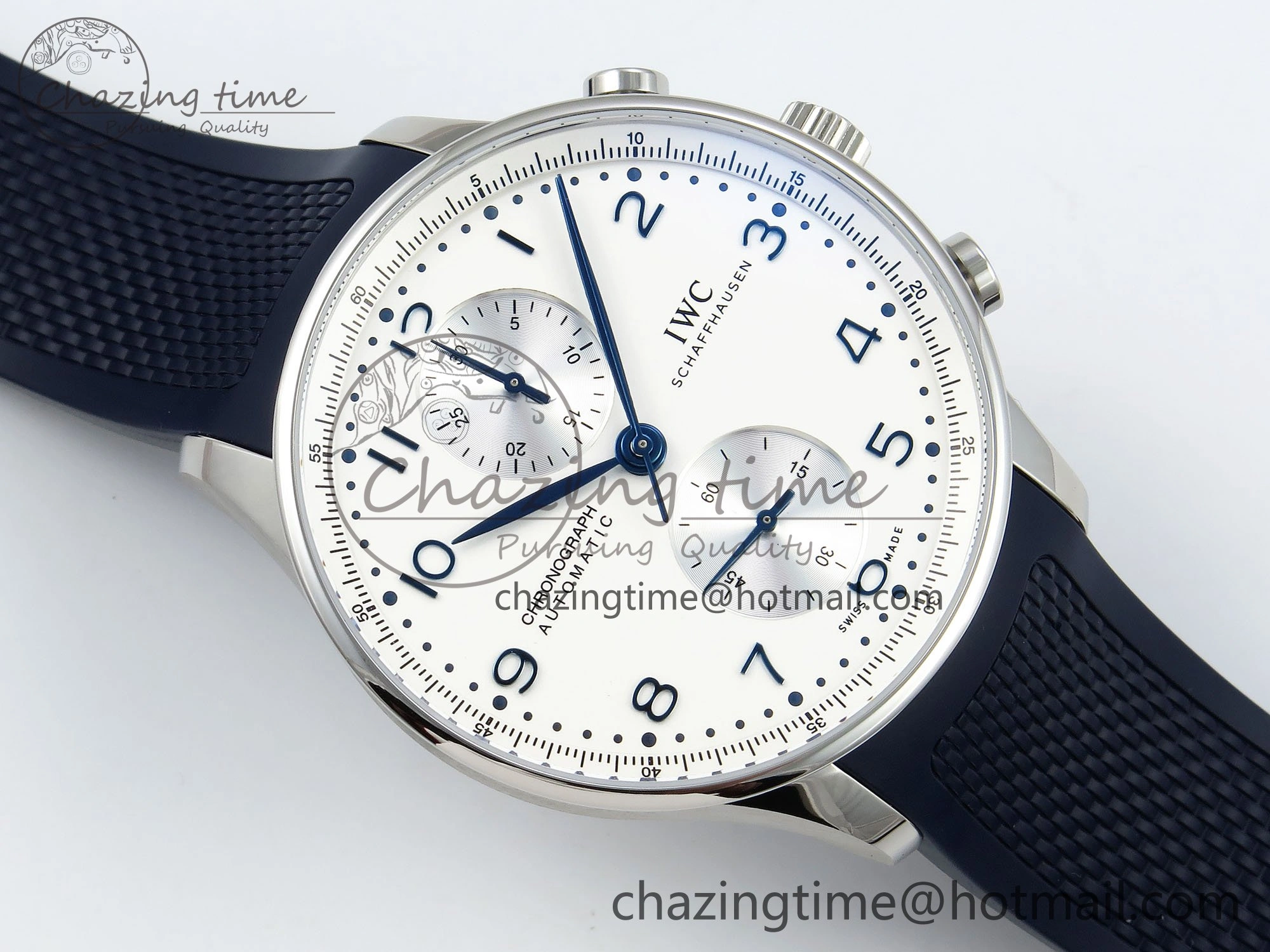Portuguese Chrono IW3716 Z+F 1:1 Best Edition White Dial on Blue Rubber Strap A Packable 7016