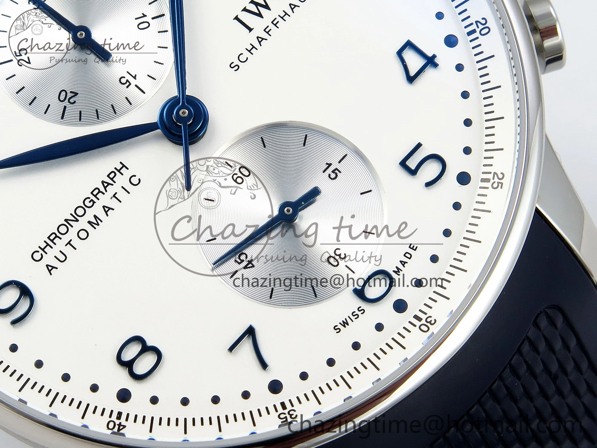 Portuguese Chrono IW3716 Z+F 1:1 Best Edition White Dial on Blue Rubber Strap A Packable 7016