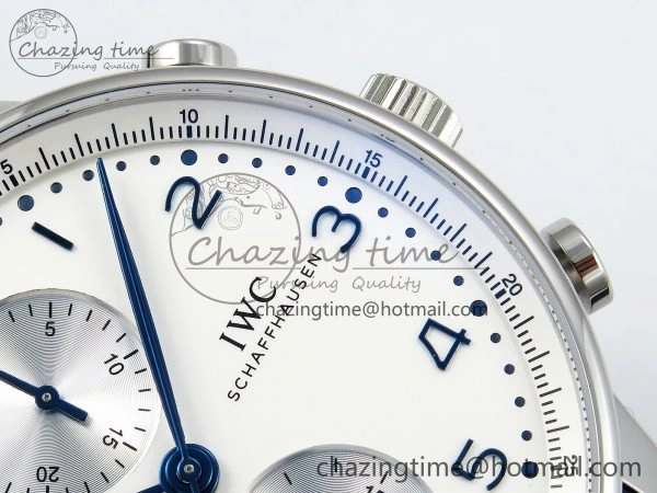 Portuguese Chrono IW3716 Z+F 1:1 Best Edition White Dial on Blue Rubber Strap A Packable 7016
