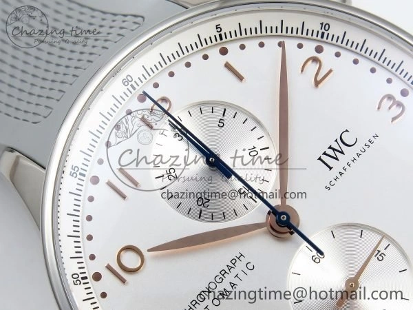 Lightweight Portuguese Chrono IW3716 Z+F 1:1 Best Edition White Dial on Gray Rubber Strap A 7014