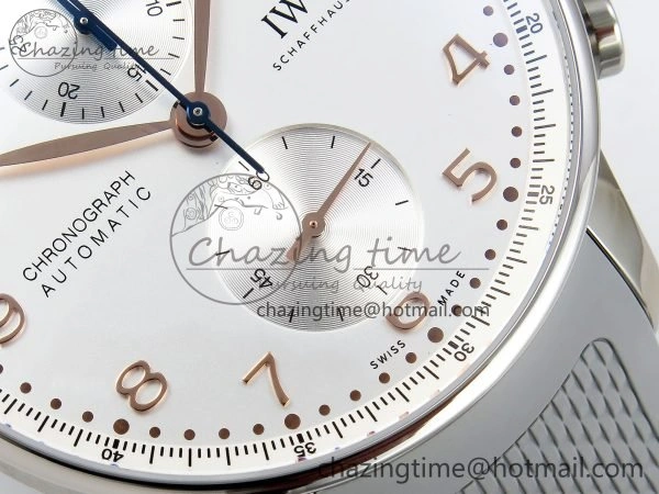 Lightweight Portuguese Chrono IW3716 Z+F 1:1 Best Edition White Dial on Gray Rubber Strap A 7014