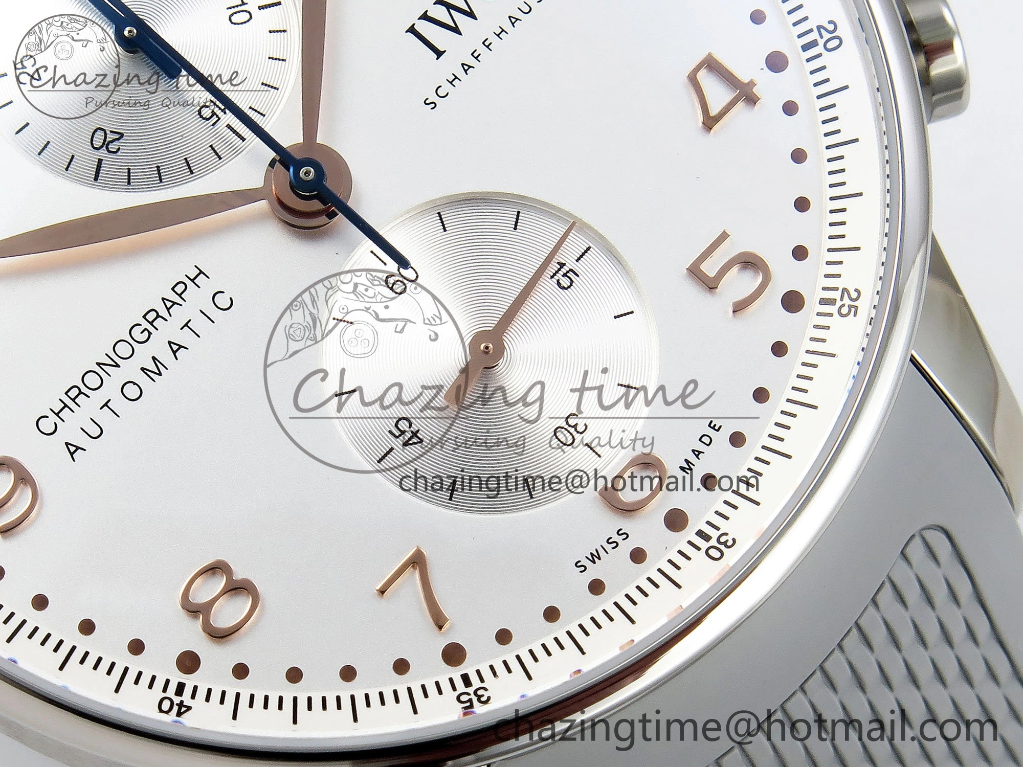 Lightweight Portuguese Chrono IW3716 Z+F 1:1 Best Edition White Dial on Gray Rubber Strap A 7014