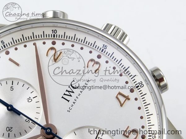 Lightweight Portuguese Chrono IW3716 Z+F 1:1 Best Edition White Dial on Gray Rubber Strap A 7014