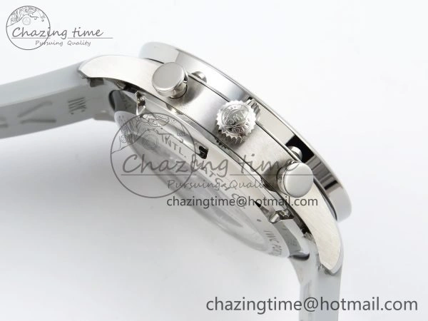 Lightweight Portuguese Chrono IW3716 Z+F 1:1 Best Edition White Dial on Gray Rubber Strap A 7014